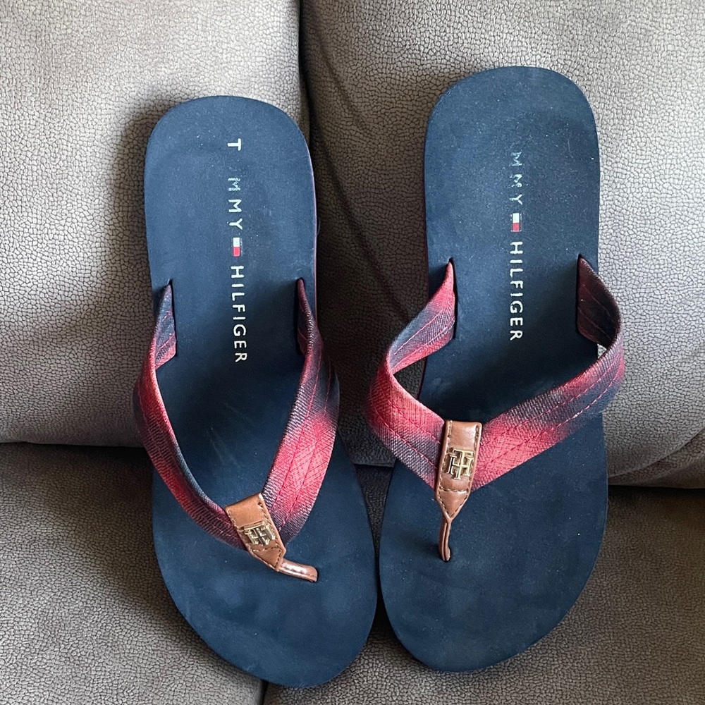 Tommy Hilfiger Red and Black Sandals